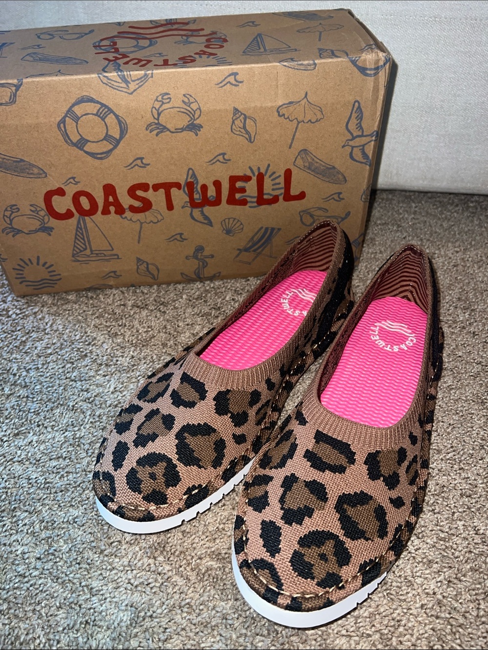 Coastwell Leopard Print Slip-On Flats - Brown/Black